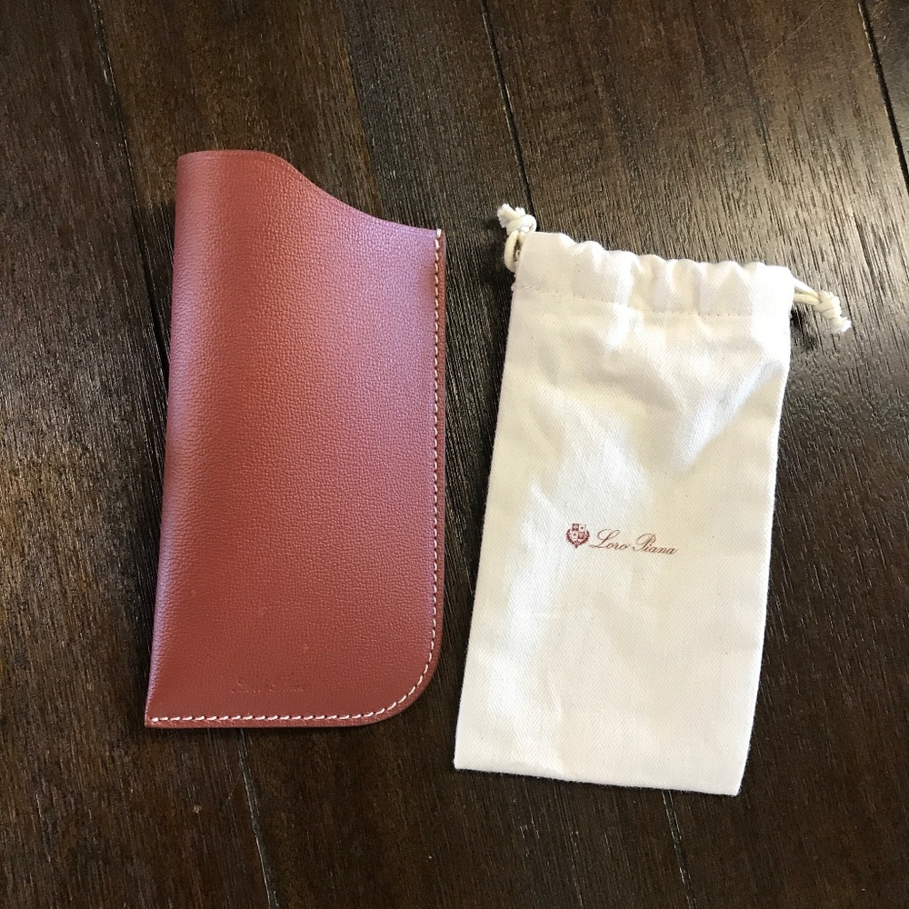 LORO PIANA LEATHER GLASSES CASE WITH LINEN DUST BAG